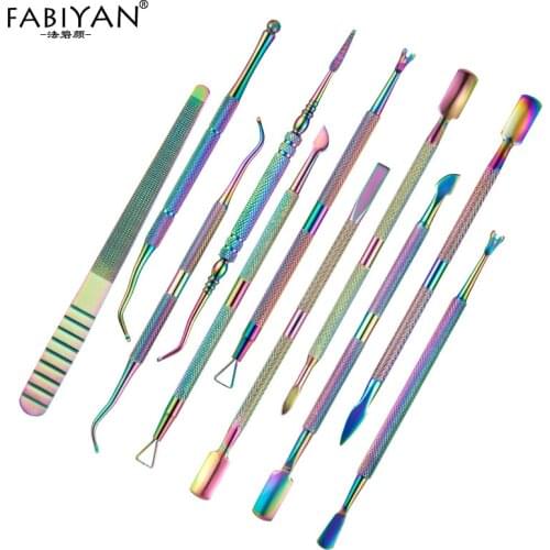 Stainless Steel 11 Style Cuticle Pusher Spoon Nail Art UV Gel Polish Remove Dead Skin Groove Clean Pedicure Manicure Care Tool