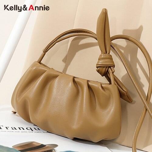 Fashion Ruched Small Shoulder Female Bags For Women Summer PU Leather Mini Crossbody Bags Simple Brand Handbag Ladies Purse