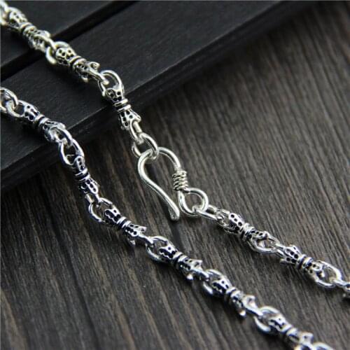 Wholesale S925 Sterling Silver Vintage Silver Necklace Vajra men naked chain chain with personality