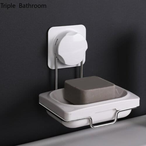 Punch-free Soap Dish Double Layer Draining Soap Packaging Boxes Soap Restroom Organizer Holders Home Bathroom Accessories