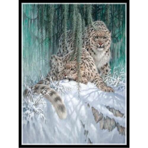 Golden Panno,Needlework,DIY DMC Cross stitch,Sets For Embroidery kit 14ct unprinted cotton thread Snow Leopards Cross-Stitching