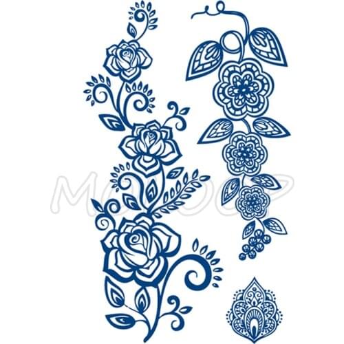 Juice Tattoo Sticker Flowers Rose Vine Element Waterproof Temporary Makeup Fake Tatoo for Women Men Lasting To 5 -15 Days