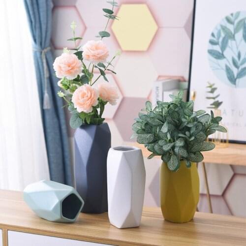 Nordic simple geometric irregular ceramic frosted water storage vase office succulents flower pot decoration Home gardening vase