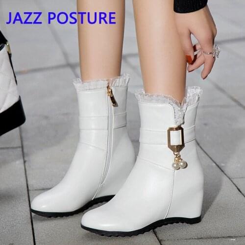 2021 new increase in Korean version of bare boots fashion boots female white with ankle boots female w269