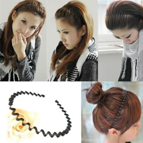 Black Unisex Hairbands Wavy Headbands Women Metal Hair Teeth Comb Sports Hair Band Headband Hair Clips Hair Accessory Hair Hoop