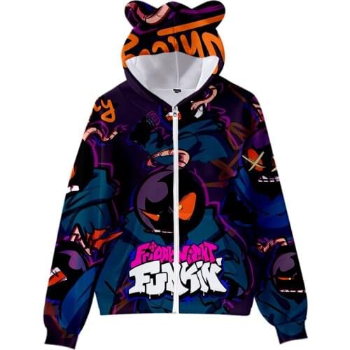 2Y-16Y Boys Girls Zip Up Hoodie Sweatshirt Friday Night Funkin 3D Cartoon Spring Autumn Children Cosplay Custome Tracksuit Coats
