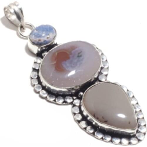 Agates Pendant Silver Overlay over Copper , 75 mm, FRP0389
