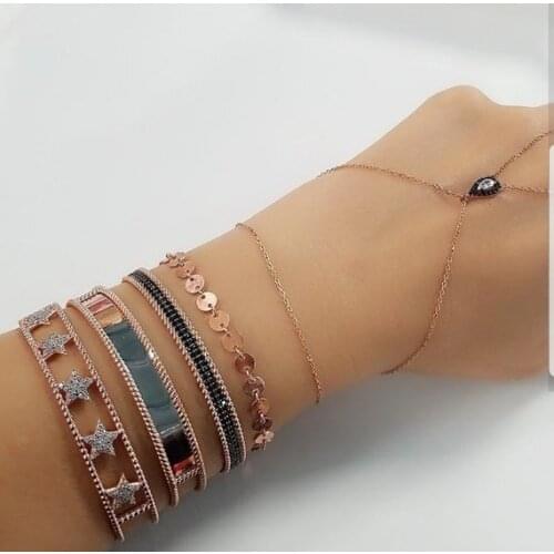 Hollow star engraved cuff bangle for women 2021 Christmas gift open adjust cz star bracelet trendy