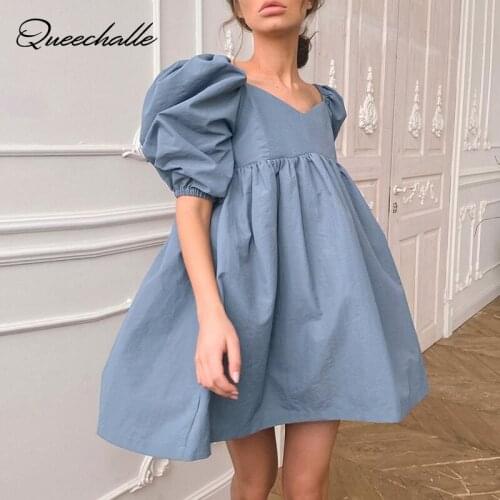 Голубые летние платья QUEECHALLE China At AliExpress