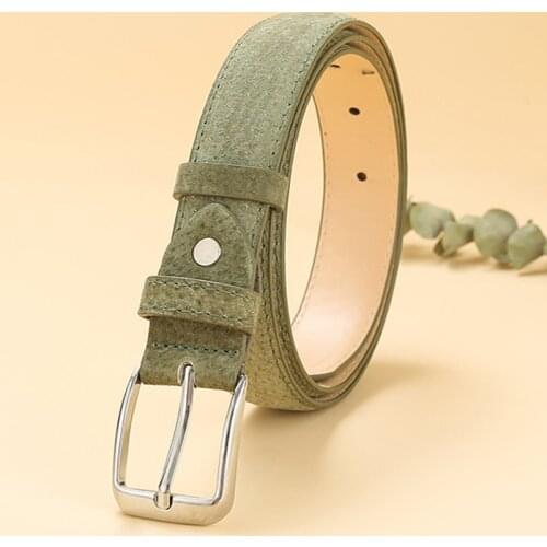 ELIsfashion Pigskin Genuine Leather Belt Luxury Strap Dress And Jeans Belts Fashion For Women classic Shining Silver Buckle