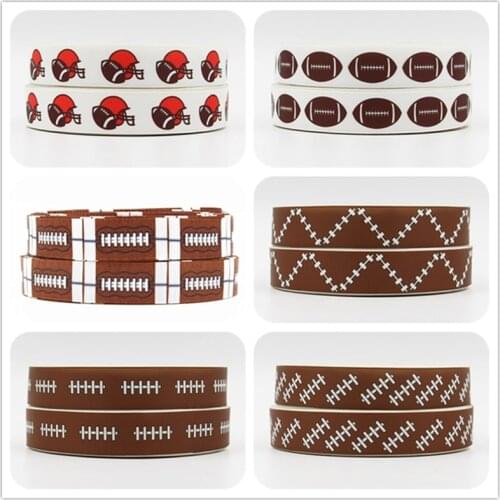 Q&N ribbon 16mm 22mm 25mm 38mm 50mm 75mm football printed grosgrain ribbon webbing 50yards for hair tie free shipping