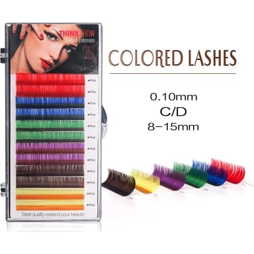 THINKSHOW 0.07/0.10mm Colorful Eyelash Extension 6 Colors/Tray C/D Curl Rainbow Eyelash Extensions False Lashes Extension