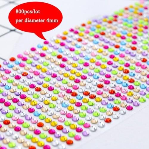 800pcs/lot 4mm Glue Rhinestones Self Adhesive Acrylic Rhinestone Stickers Kids Rhinestoens for DIY Handcraft 3D Nail Art Decor