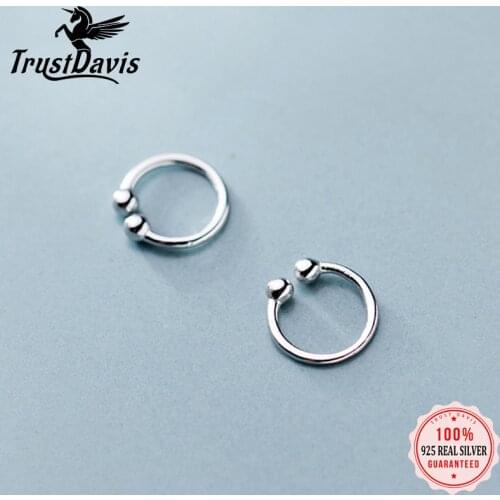 Trustdavis 2pcs 100% 925 Sterling Silver Beads Clip on Earrings Ear Cuff For Women Sterling Silver Jewelry Earring Gift DA399