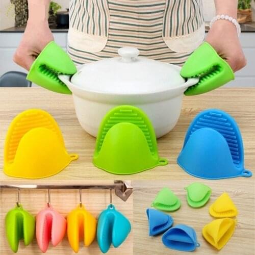2Pc Kitchen Silicone Heat Resistant Gloves Clips Insulation Non Stick Anti-slip Pot Bowel Holder Clip Cooking Baking Oven Mitts