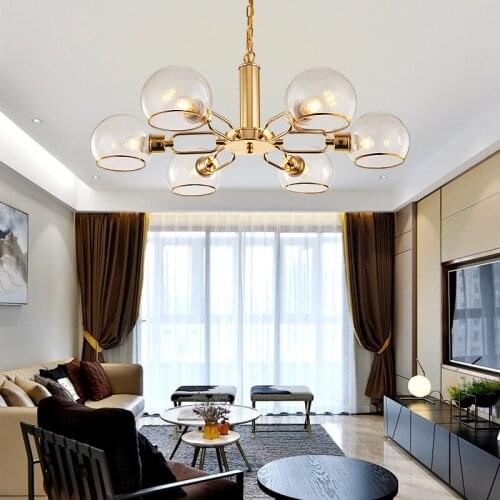 Modern Led Chandeliers Glass Gold White Black 3 heads 6 Heads 8 Heads Simple Lamp Iron glass dining room bedroom lighting