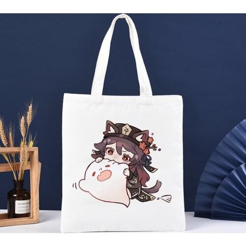Genshin Impact Shopping Bag Hu Tao Handbag Bag Tote Bolsas Reutilizables Ecobag Bolsas De Tela Canvas Cotton Shopper Jute Bag