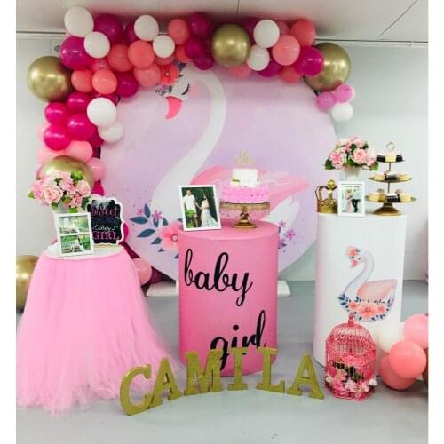 Round Circle panel Backdrop Photography Cartoon Princess swan Background for Kids Birthday Party decoration baby shower vinyl