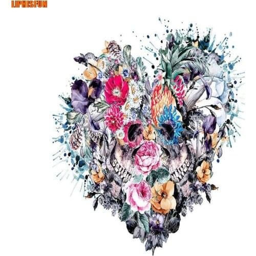 LIPHISFUN Handmade Cross Stitch Embroidery Diamond Painting Full Drill Home Decor Square Round Skull Flower