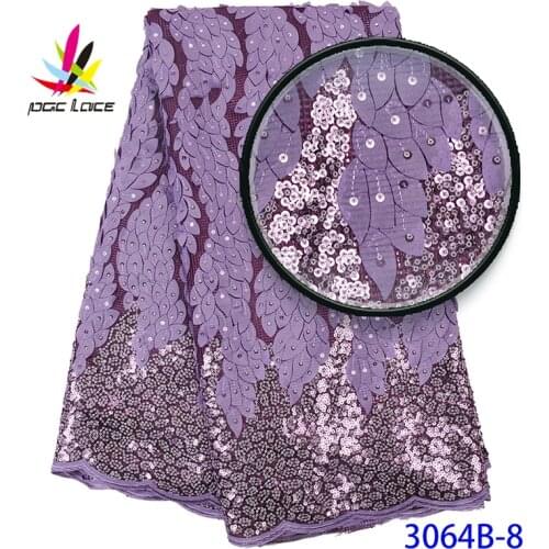 Sequin African Lace High Quality Sequin Embroided Fabric Purple Embroidery African Organza Party Dress Elegant With Sequinence