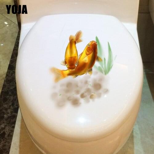 YOJA 19.7*24.6CM Beautiful Fish Toilet Decal Living Room Home Wall Decor Sticker Cartoon Pattern T3-0894