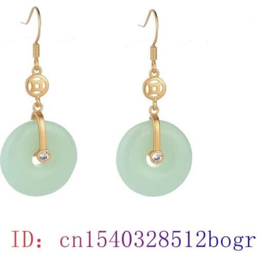 Green Jade Doughnut Earrings Fashion Charm Chalcedony Crystal Agate Natural 925 Silver Amulet Gifts Gemstone Jewelry Zircon