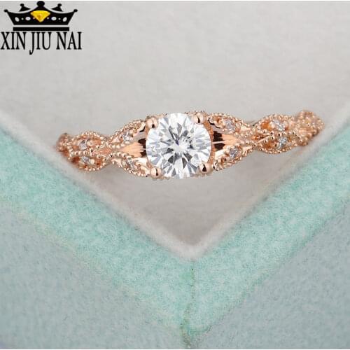 Lady light luxury rose gold inlaid white zircon engagement micro engraved ring.Suitable for party weddings rings for women