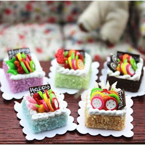1:12 Scale Dollhouse Miniature Toys Cake Afternoon Tea Dessert Food Fruit Cream Cake For Girl Doll House Kitchen Accessories Toy