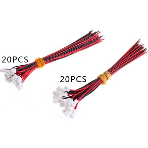 HUYU 20Pair Micro JST PH 1.25 2 PIN Male Female Plug Connector With Wire Cables 100mm