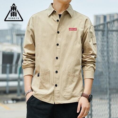 2021 New Single-breasted 100% Cotton Mens Solid Color Fashion Casual Shirt Spring Autumn Mens All-match Shirt Jacket Top