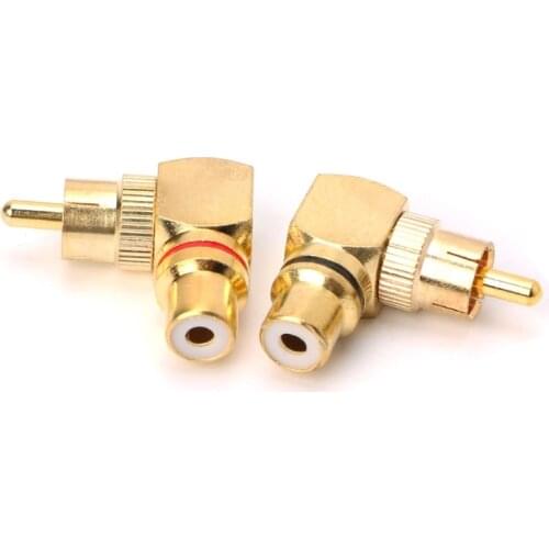 2021 New 2X Brass RCA Right Angle Male To Female Gold Plated Connector 90 Degree Adapters