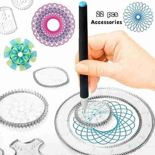22pcs Childrens Drawing Template Ruler Intelligence Stationery Drawing Picture Wanhua Ruler Set Magic Wanhua Ruler Toy Curve