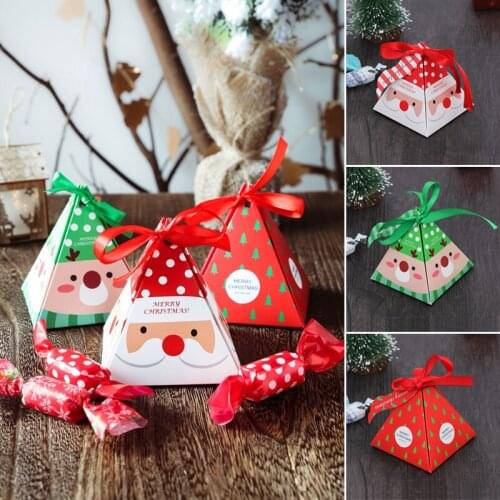 5Pcs Santa Claus Christmas Candy Box Paper Gift Boxes Xmas Presents Party Favors Decoration Packaging Chocolate Cookie Box