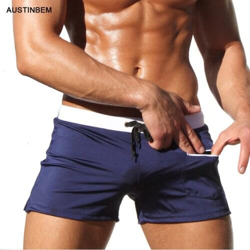 A234 6 Colors Pocket Sexy Men Swimwear Sunga Beach Shotrs Man Swimsuit Trunk Maillot De Bain Homme Masculina Zwembroek Heren