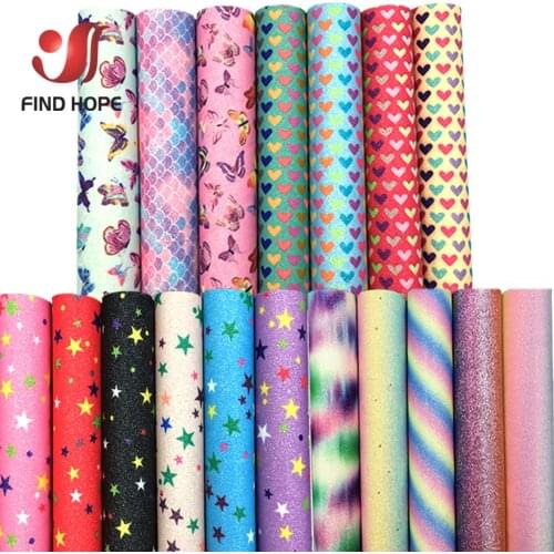 A4 A5 Floral Print Sparkly Star Fine Glitter Rainbow iridescent Vinyl Fauc Leather Fabric Bow Craft DIY Earring Material Sheets
