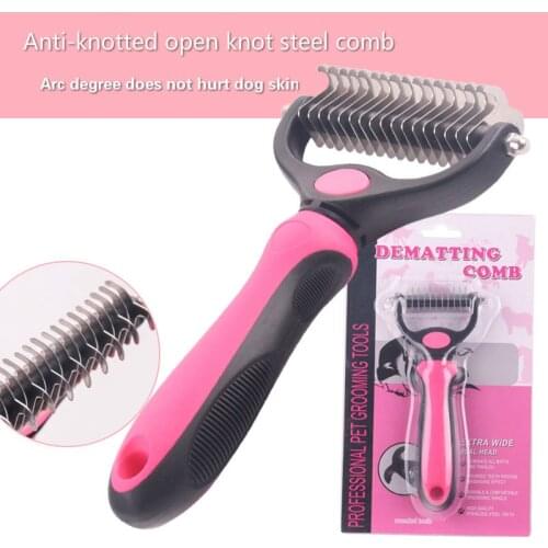 Pet grooming cleaning supplies dog comb knot hair removal rake stainless steel manufacturers direct sales