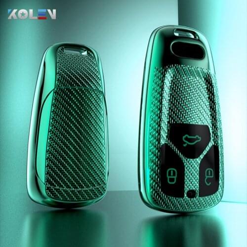Tpu Carbon Filber Car Key Case Cover For Audi A4 A5 Q5 Q7 S4 S5 8S B9 A6 B6 B7 B8 TT TTS RS TFSI Remote Key Protective Shell Fob