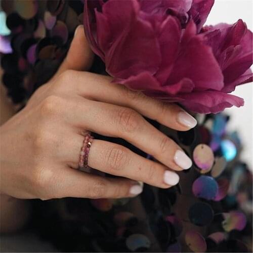 Gothic Handmake Natural Stone Jewelry for WomenRea Agate Amethyst Adjustable Charms Cystals Gifts Ring