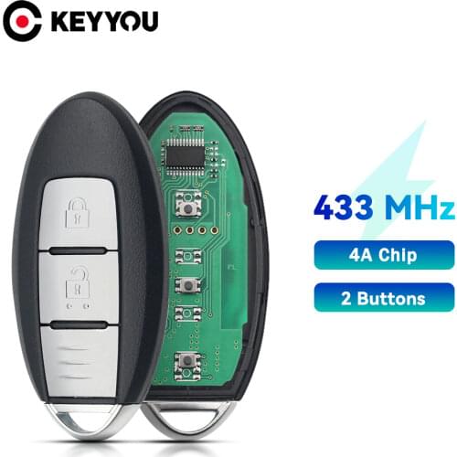 KEYYOU Replacement Car Smart Remote Key For NISSAN Qashqai X-Trail 11 X-Trail T32 433MHz 4A Chip 2 Buttons