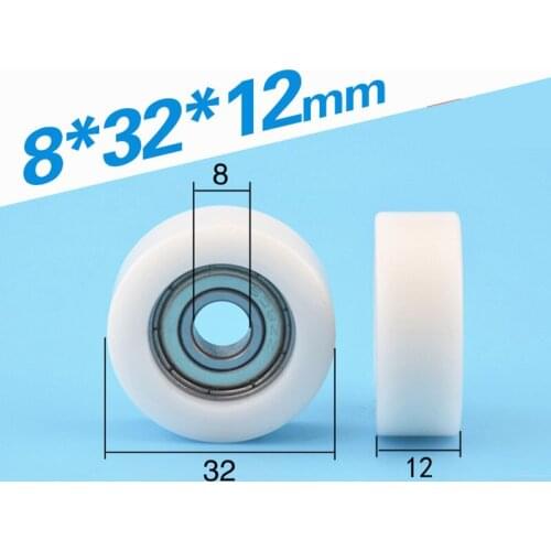 1pcs 8*32*12mm F type wheel, inlaid 608zz bearing, POM/nylon bearing pulley/planar roller