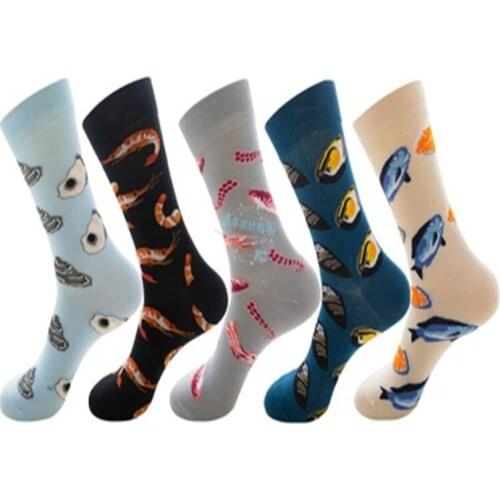 SHRIMP, fish, abalone, octopus, Mussels, men and women cotton hose ZQ036
