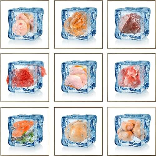 Food Stalls Frozen Food Meat Decoration Painting Ice Cubes Fruit and Vegetable Art Paintings Small Restaurants Restaurant Murals
