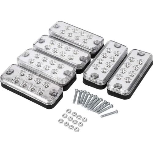 Fuleem 6PCS 4inch White 8 LED Side Marker Light Lamp Truck Trailer Lorry Caravan Sealed Waterproof 12V