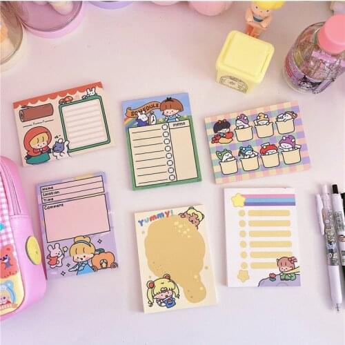 Cute Girls Memo Pad Message Sticky Notes Decorative girl Notepad Note paper Memo Stationery Office Supplies