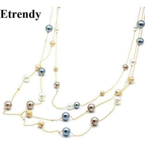 Multi Layers Long Necklace For Women Simulated Pearl Chain Sweater Necklace New Fashion Jewelry Christmas Gift