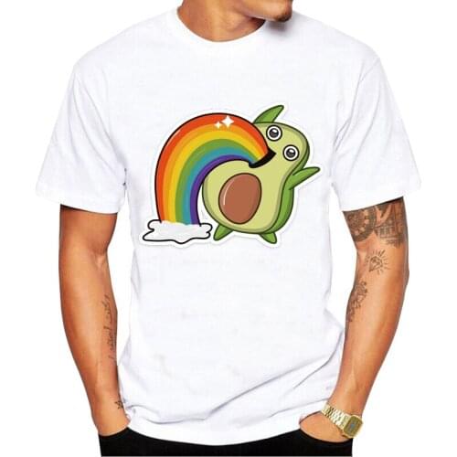 Cartoon Avocado printT-shirt Mens Summer Casual Short Sleeve T Shirt for male comfortable top tees