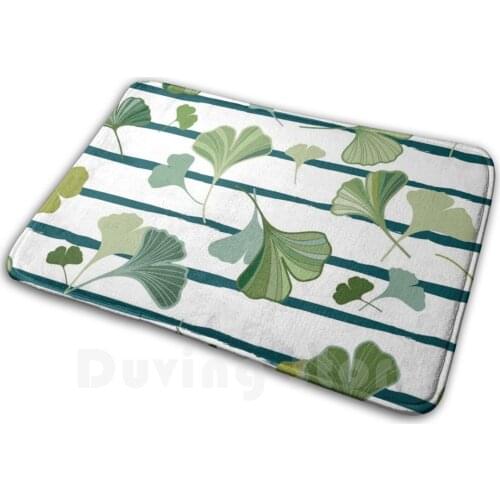Ginkgo Leaves Pattern Soft Non-Slip Mat Rug 1167 Carpet Cushion Backdrop Background Biloba Botanical Branch Color
