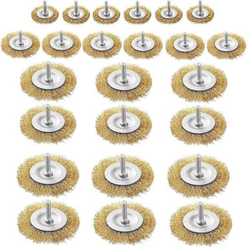 24Pcs Wire Wheel Brush Set with 6mm Shank, Steel Wire,Drill Brush Set for Removal of Rust/Corrosion/Paint