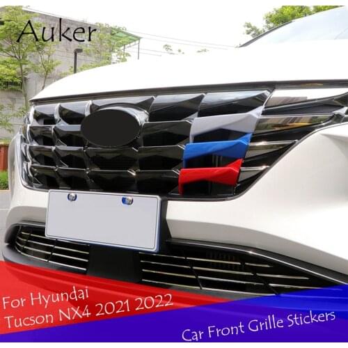 Car Front Hood Billet Grille Sticker Trim Garnish Strips Cover Frame Styling For Hyundai Tucson NX4 2021 2022 Accessories