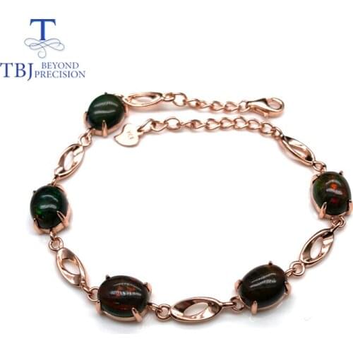 Opal bracelet natural Ethiopia gemstone 5pieces oval 6*8mm with 925 sterling silver rose gold simple fine jewelry for girls